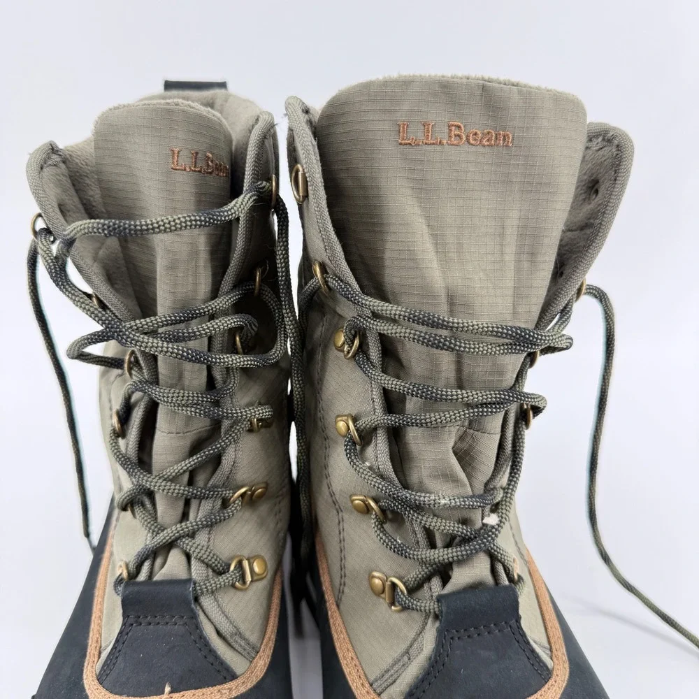 L.L.Bean Tek 2.5 Snow Boots Mens 12 Green Black Waterproof Insulated